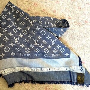 Louis Vuitton Blue Monogram Shawl Scarf
